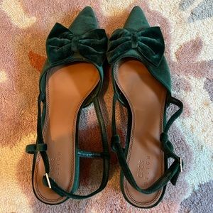 Emerald green velvet heels size 12